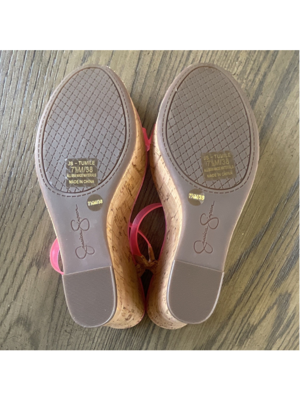 Jessica Simpson Women’s Pink/Brown Slip-On Wedge Sandals Logo Synthetic 7.5 - Picture 8 of 8